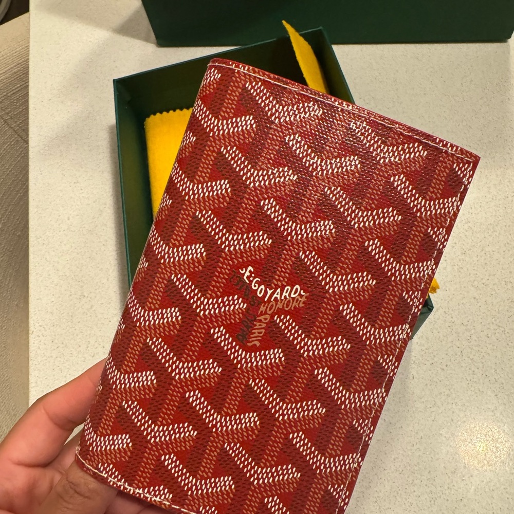 Goyard red passport holder